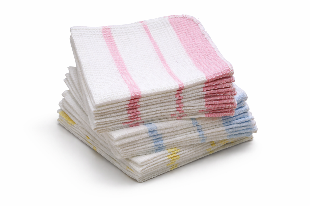 Country Village Waffle Cotton Dish Towels – Multi-Color (Pack of 18)