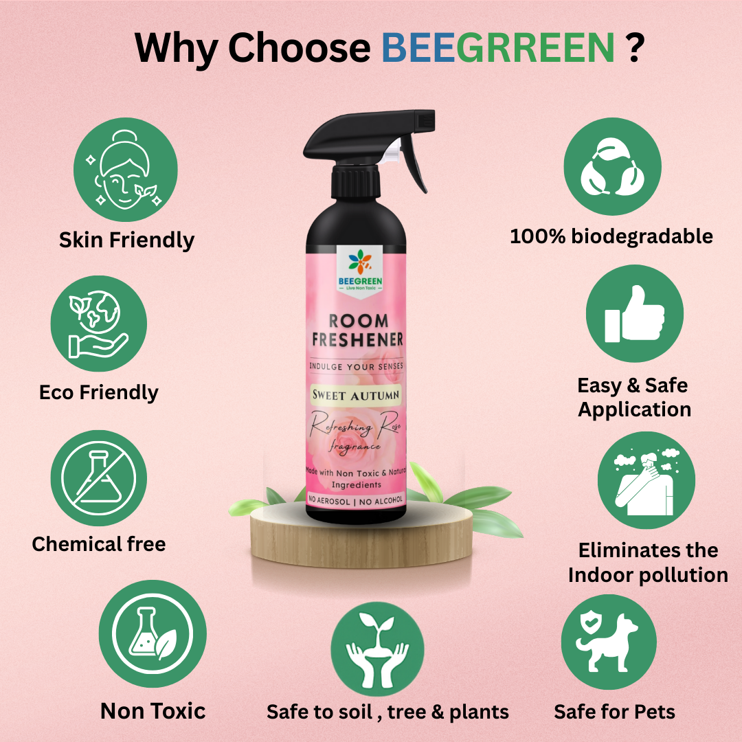 BeeGreen –Sweet Autumn Room Freshener –, Plant-Based, Eco-Friendly & Biodegradable, Natural Floral Fragrance, Long-Lasting Freshness, Safe for Kids, Pets, Home & Office