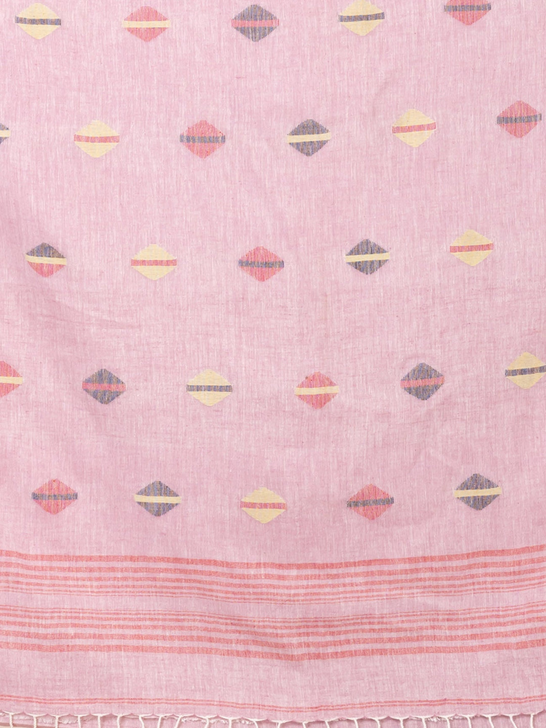 OCAU Gulabi Noor - Pure Cotton Saree With Jamdani Motifs Without Blouse Piece II Dusty Pink