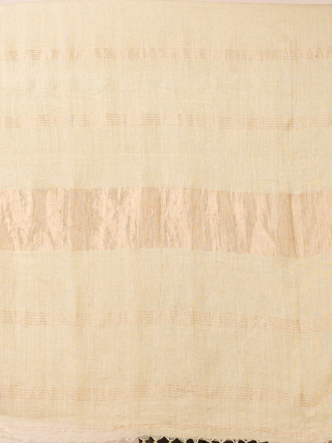 OCAU Desert Bloom - Pure Linen Solid Saree With Zari Border Without Blouse Piece l Tan