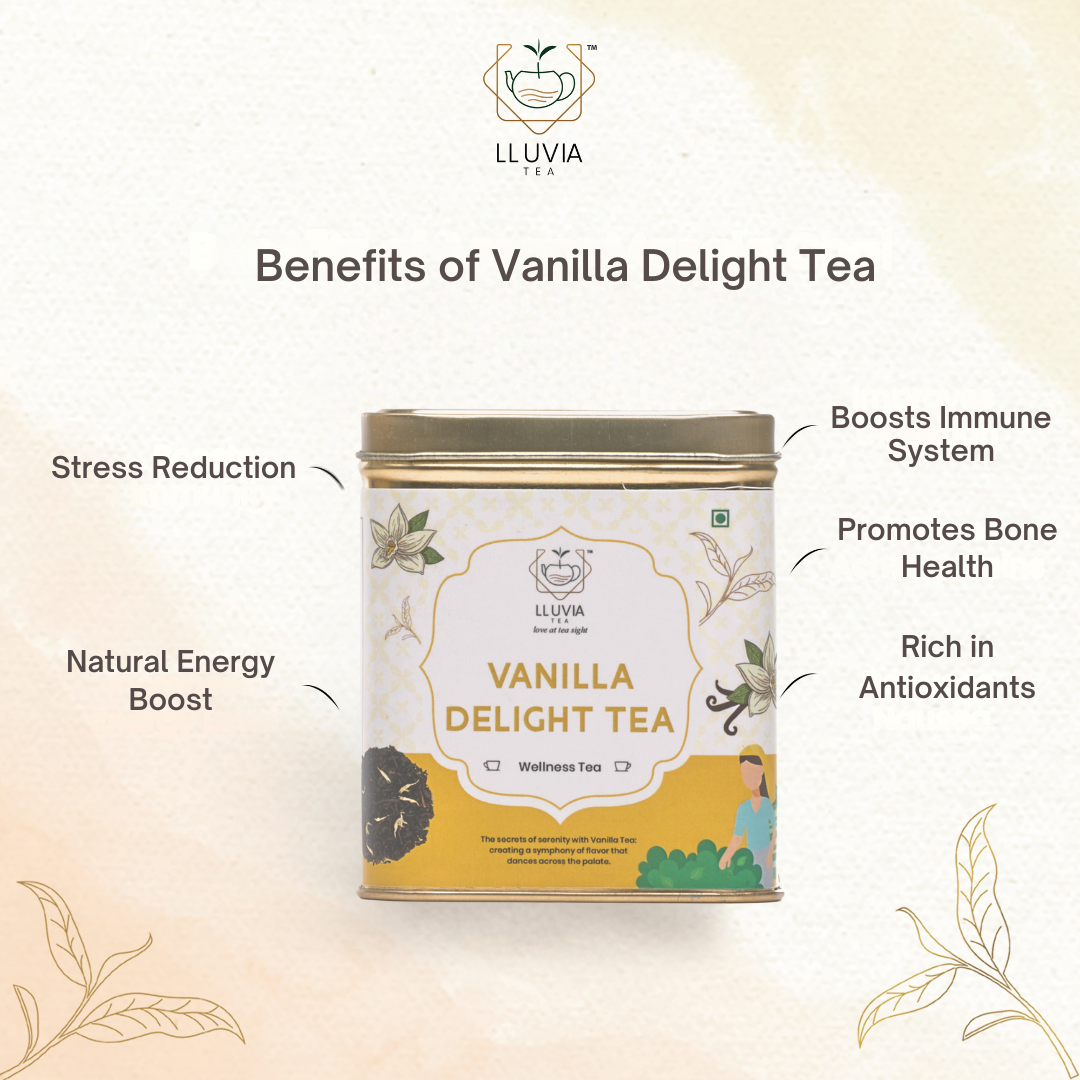 Lluvia Tea Vanilla Delight Tea - Stress Reduction | Bone Strength | Antioxidant Support (50 gm)