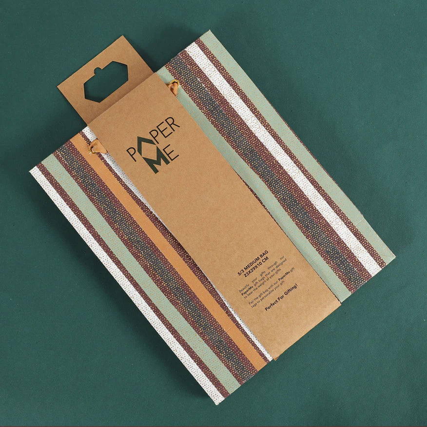 Brown Stripes Medium Gift Bag - Set of 3