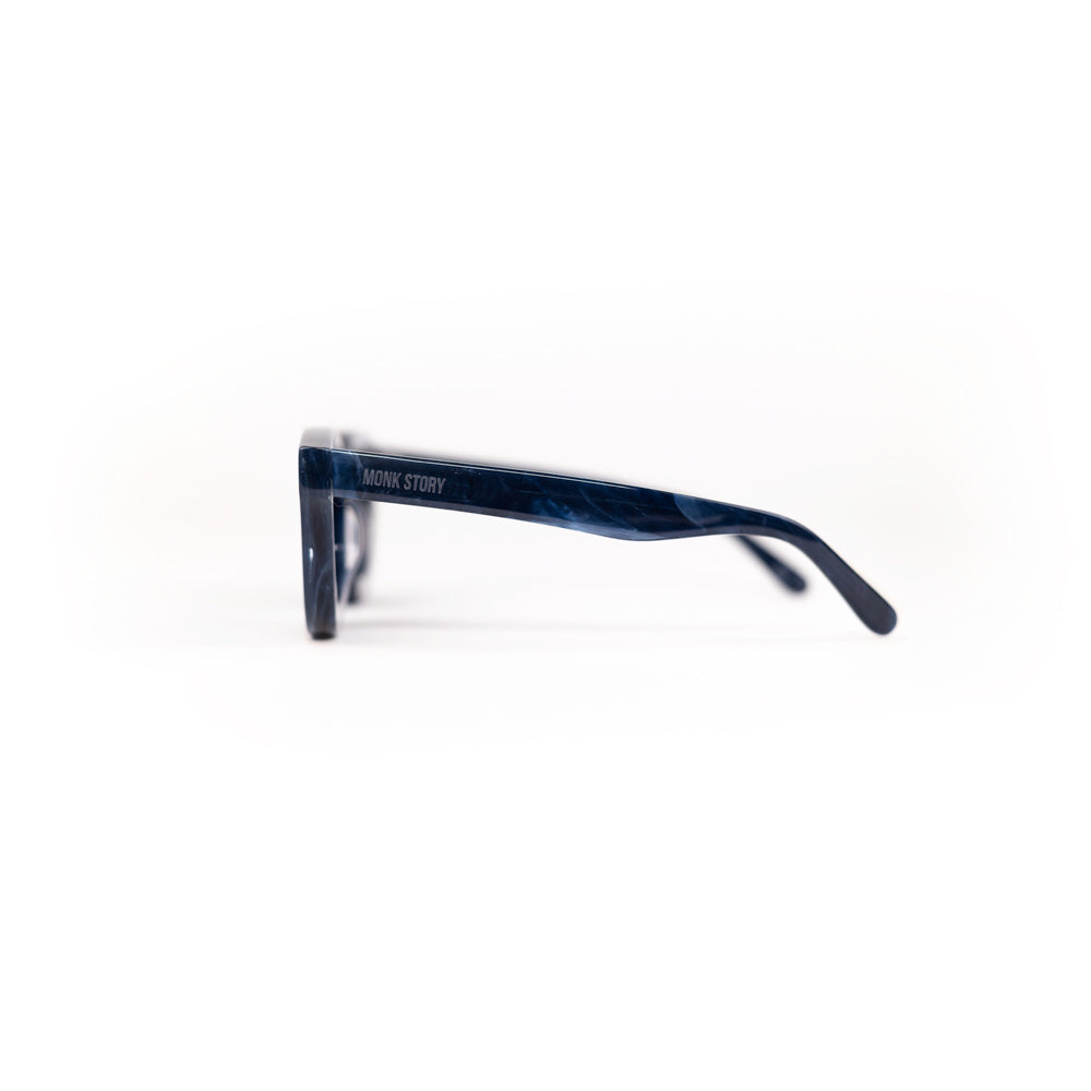 Monkstory MonkStory Thick Acetate Unisex Sunglasses - Marbleous Blue
