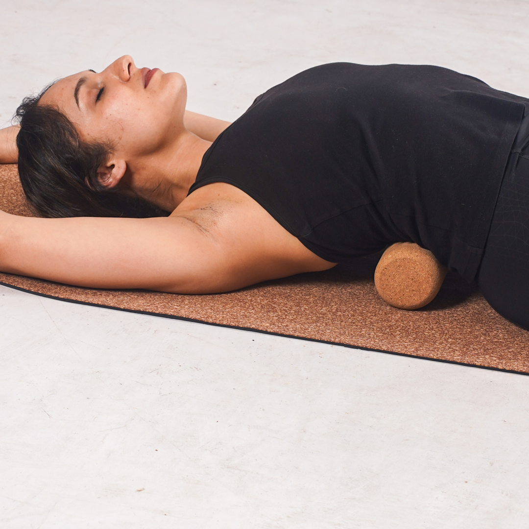 Yoga Prop Kit - Support Block to Deepen Stretches & Roller for Deep-tissue Massage