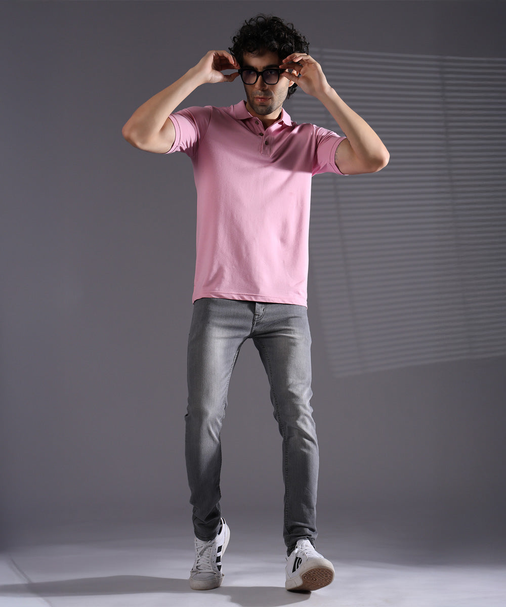 Naturefab Men’s Organic Bamboo Polo Tshirt Ultimate Pink