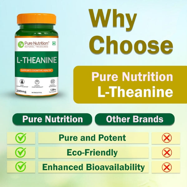 L-Theanine 200mg | Supports Calmness, Focus & Cognitive Function | 120 Veg Tablets