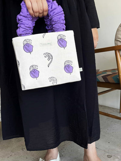 Lavender Dot Scrunchie Tote Bag