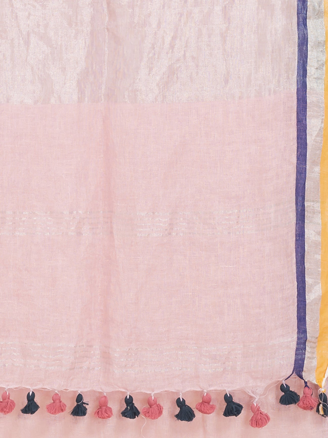 OCAU Rosy Bliss - Pure Linen Solid Saree With Contrast Border Without Blouse Piece l Rose Pink