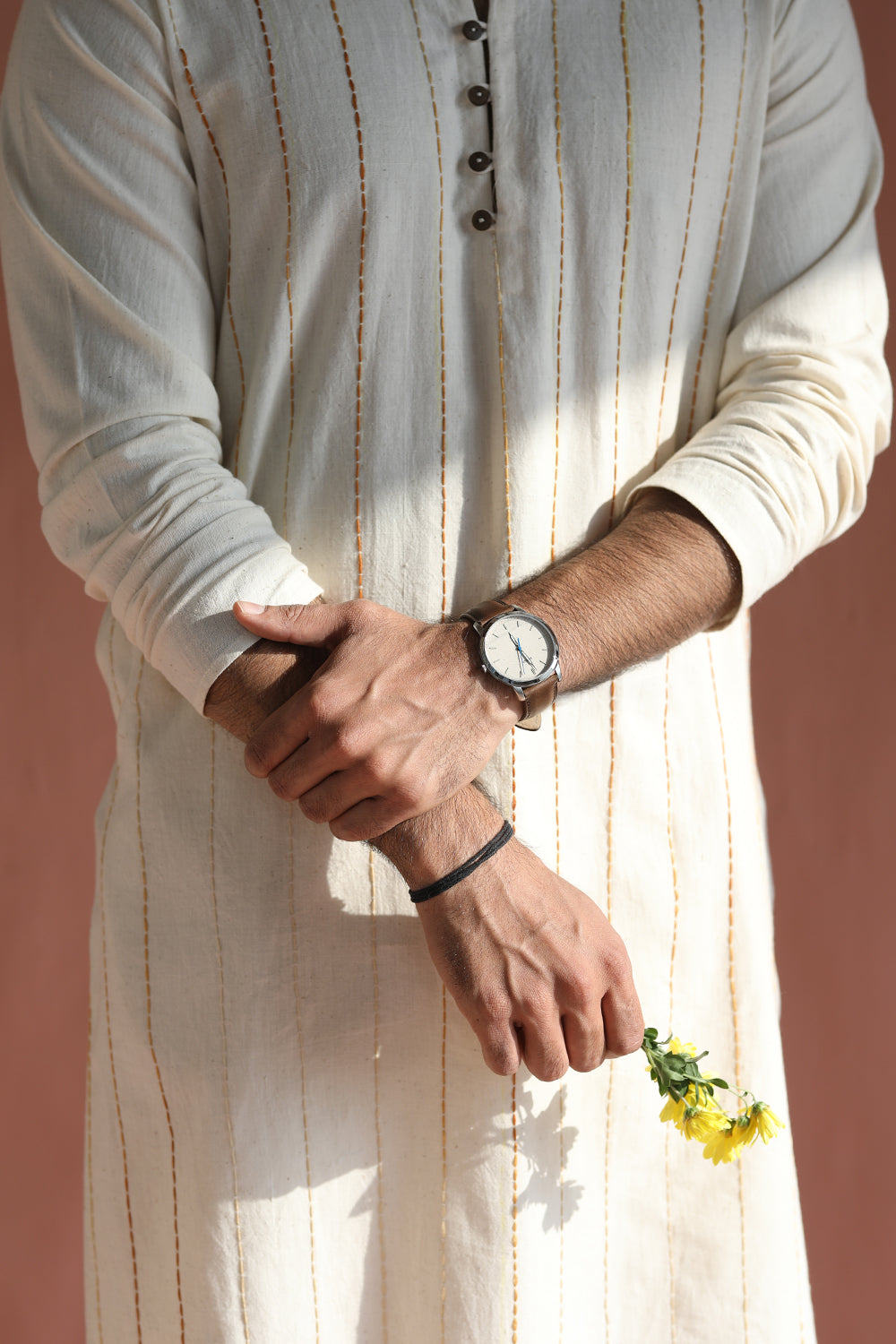 ITIDOR Aralinn Kurta - Chinese Collar, Back Waist Elastic