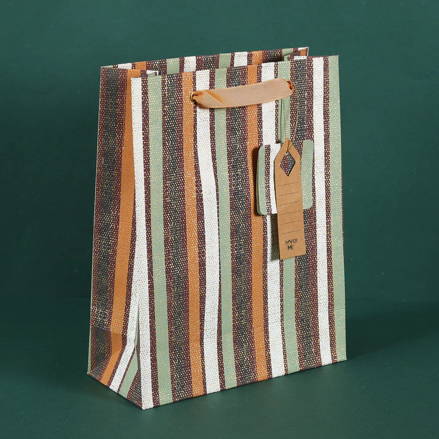 Brown Stripes Medium Gift Bag - Set of 3