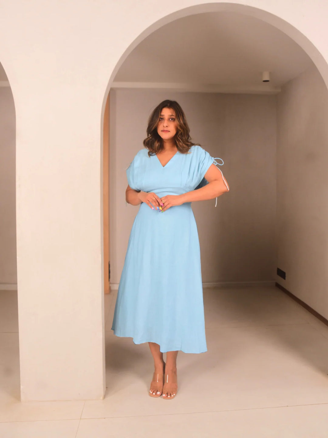 WhySoBlue Sophie Day Dress - Blue Linen