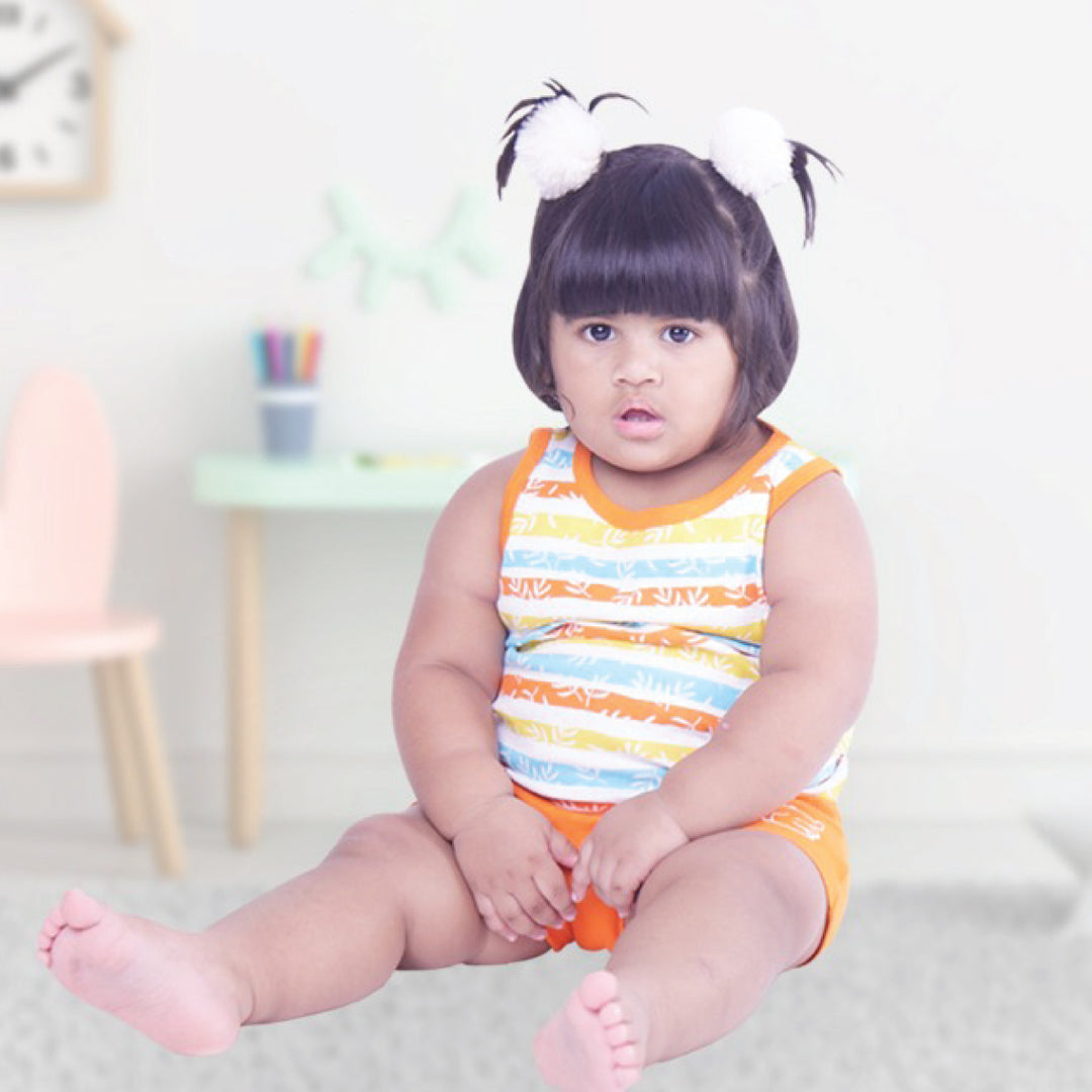 Snugkins 100% Organic Cotton Sleeveless T-Shirts Top and Shorts Set for Kids, Toddlers, Boys and Girls - Pack of 1