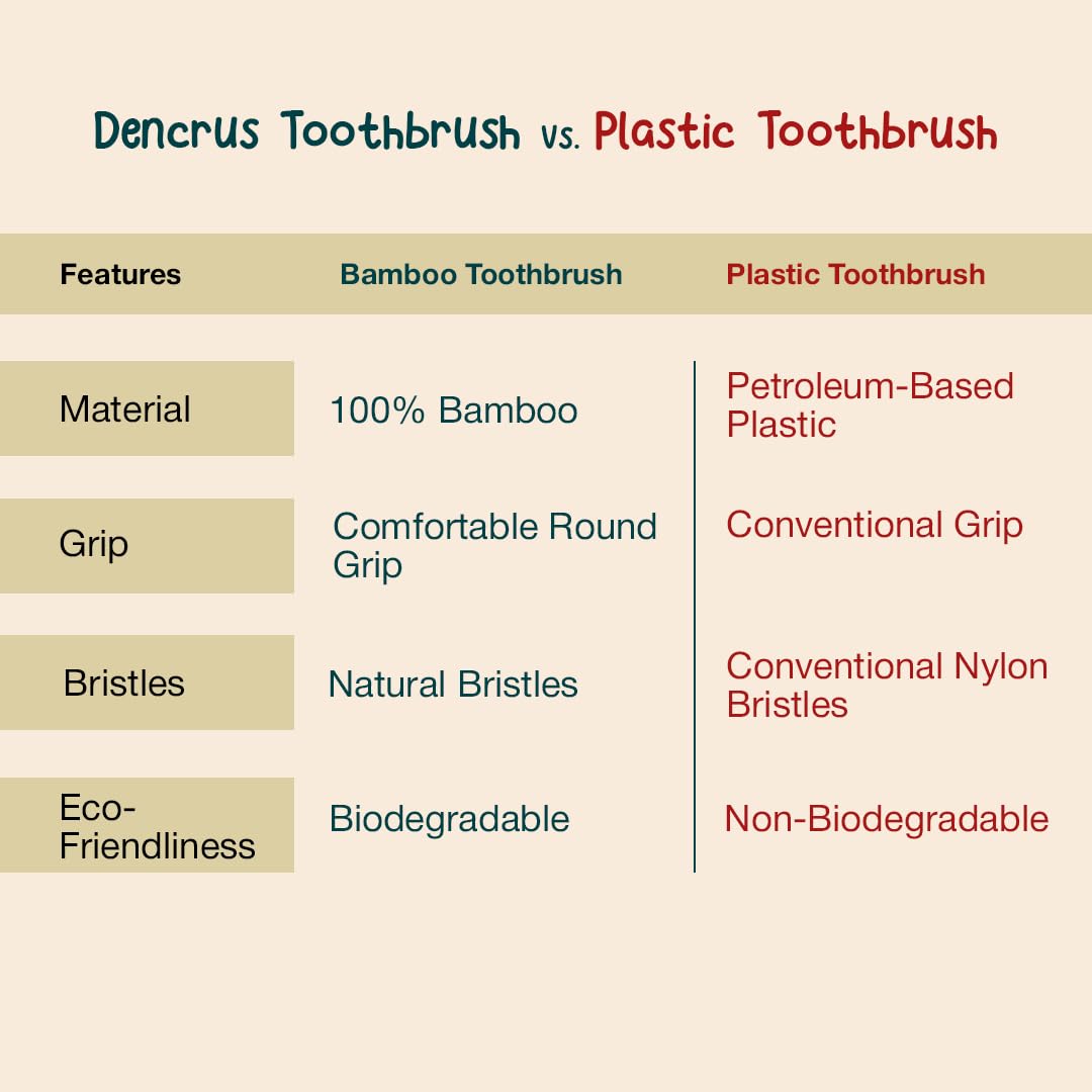 Dencrus Orby Kids Bamboo Toothbrush - Rainbow & Blue (Pack of 2)