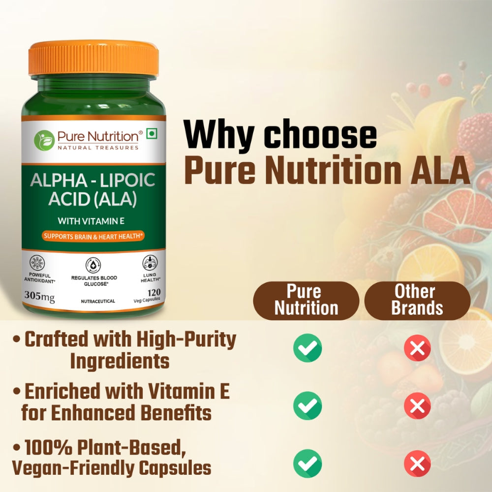 Alpha Lipoic Acid (ALA) 300 mg with Vitamin E | 120 Veg Tablets