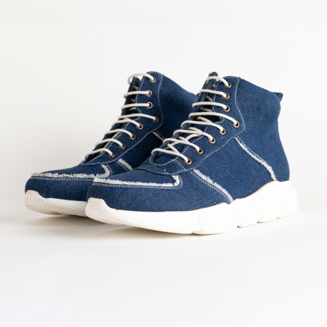 Monkstory Skream High Top Lace Denim Sneakers