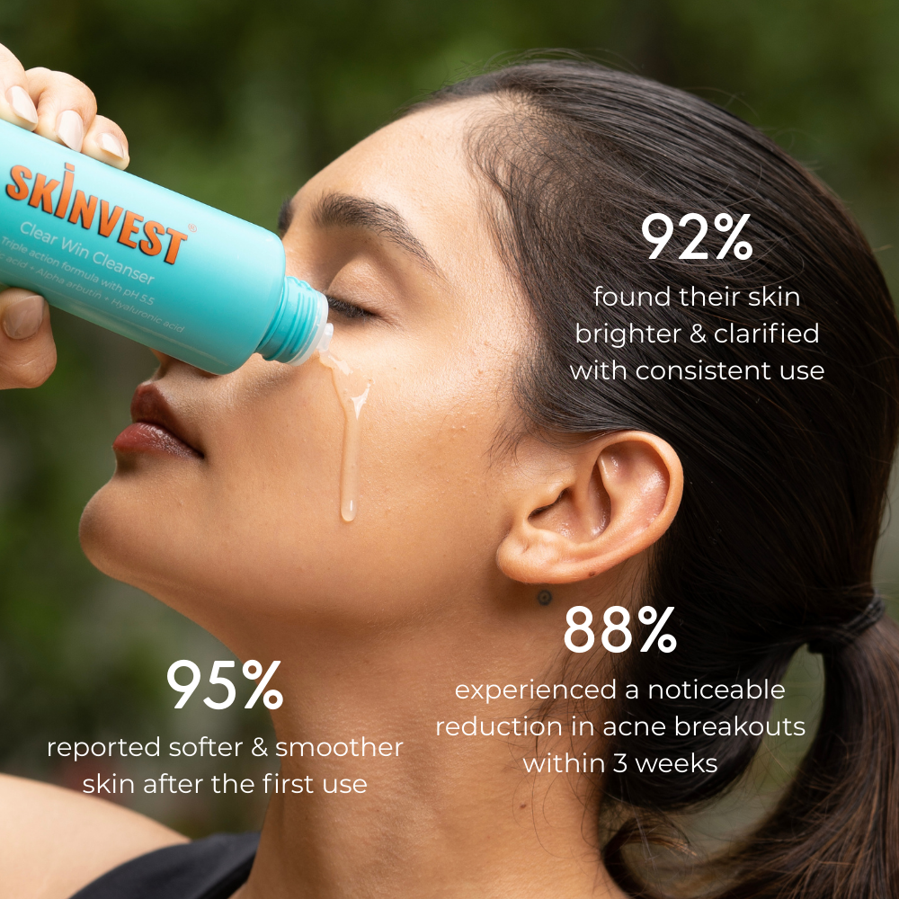 Skinvest Clear Win 100ml Face Gel Cleanser with Triple Action Formula For Men & Women