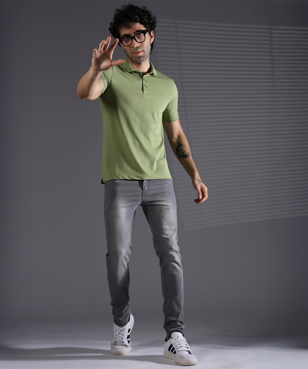 Naturefab Men’s Organic Bamboo Polo Tshirt Environment Green