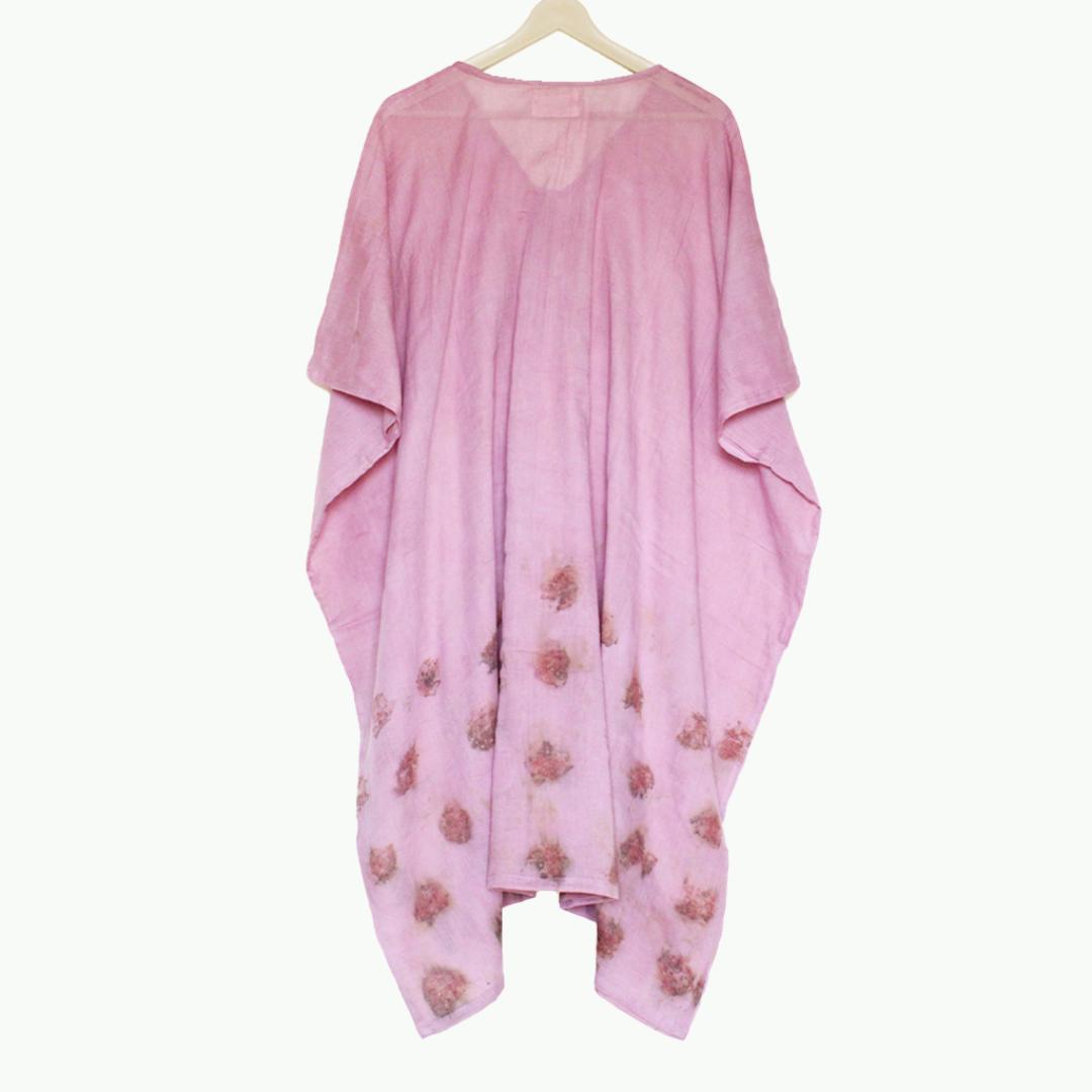Bageeya “Gulzar” Natural Dyed Pure Mul Ethereal kaftan | Crafted with lac and Rose