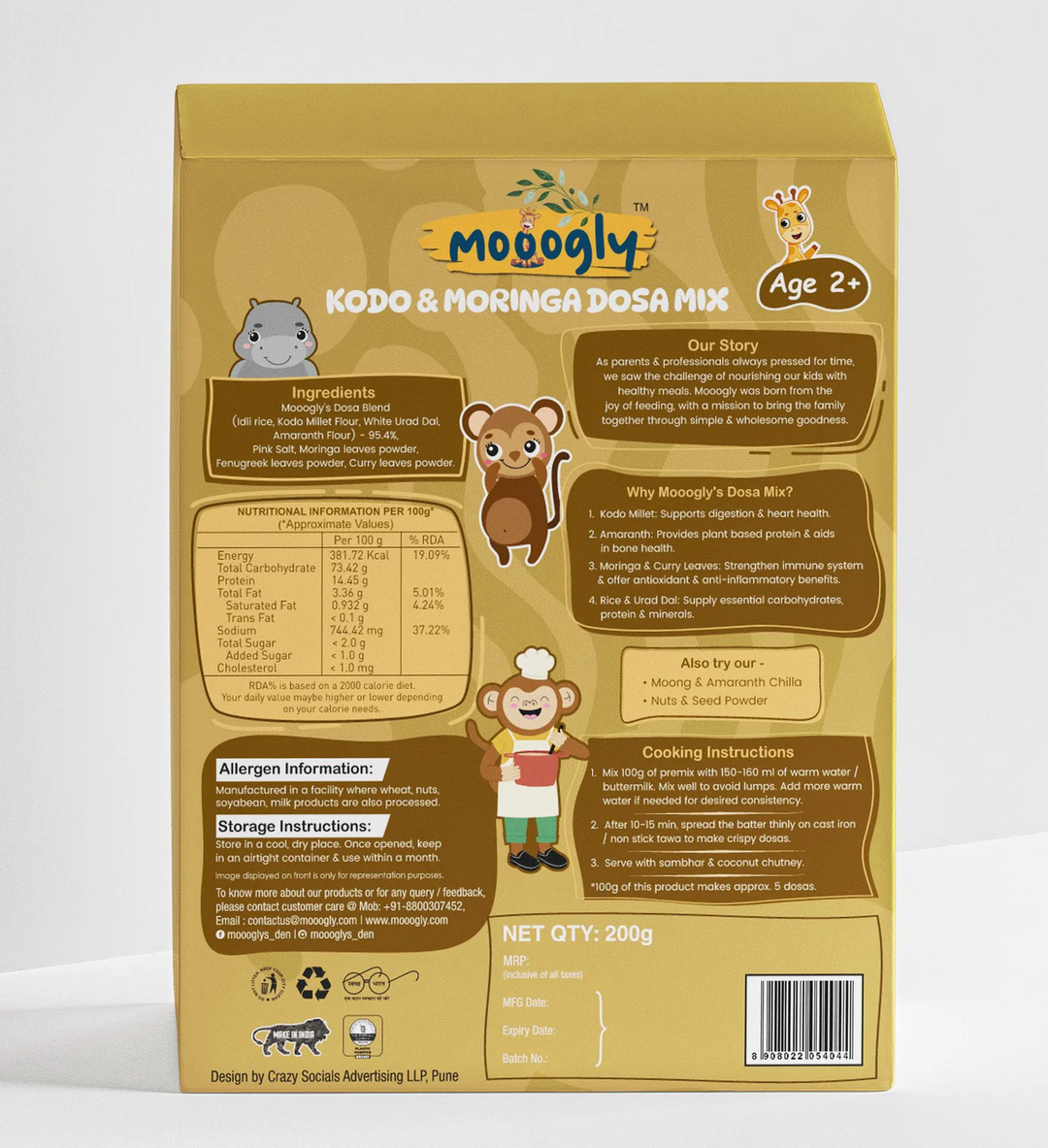 Mooogly Kodo and Moringa Dosa Mix - 200 grams