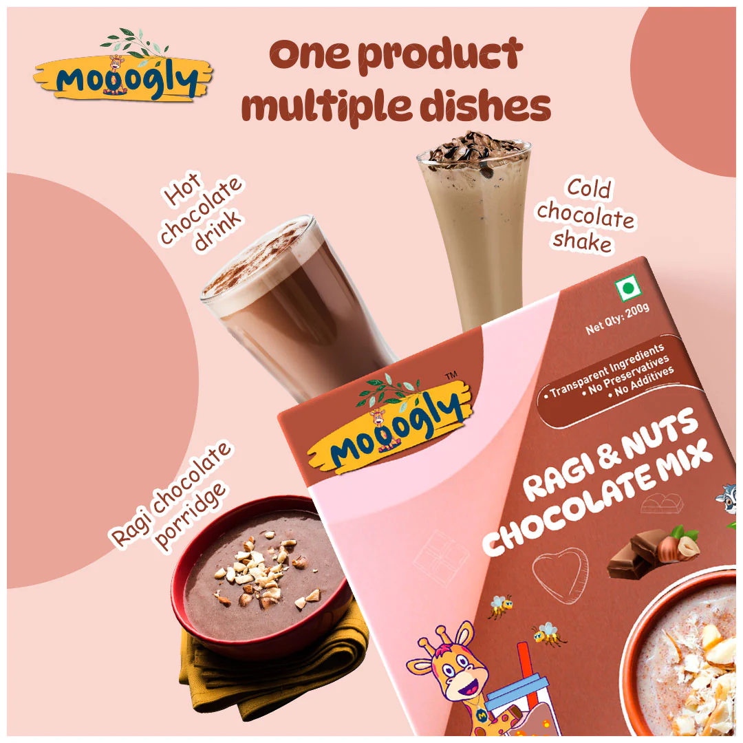 Mooogly Ragi and Nuts Chocolate Mix - 200 grams