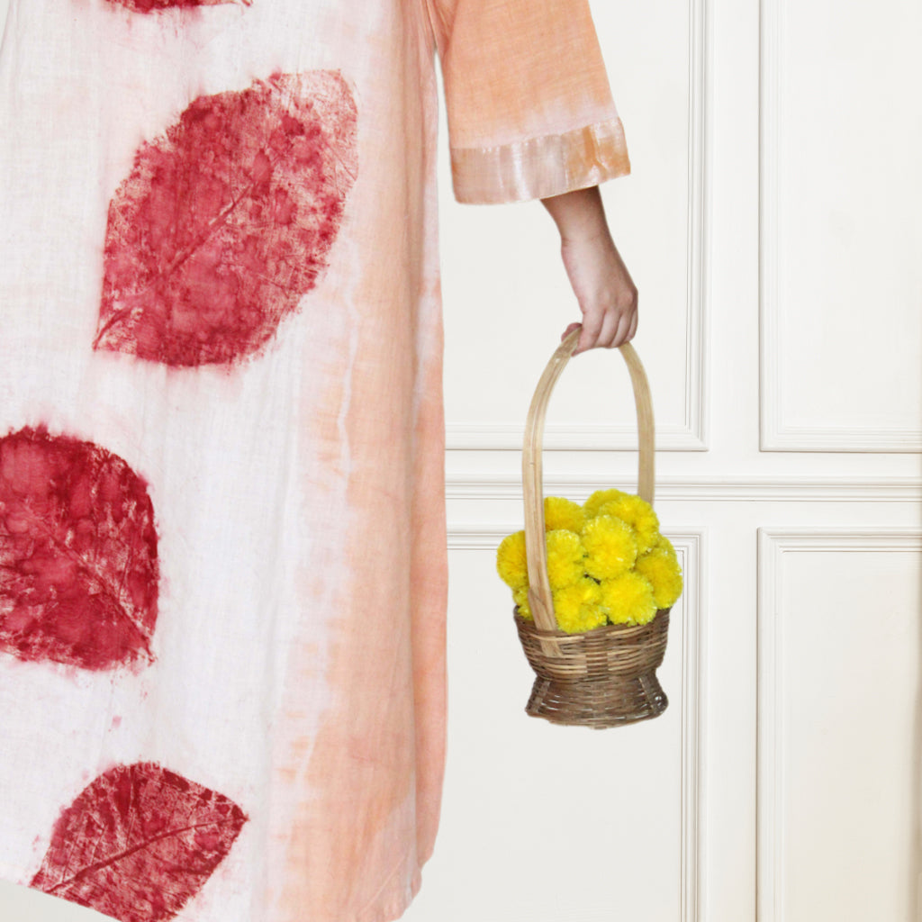 Bageeya “Rani Rang ” Natural Dyed Handcrafted Organic Cotton Button Down dress | Crafted with Sacred temple Manjishhta, Khakhra leaves