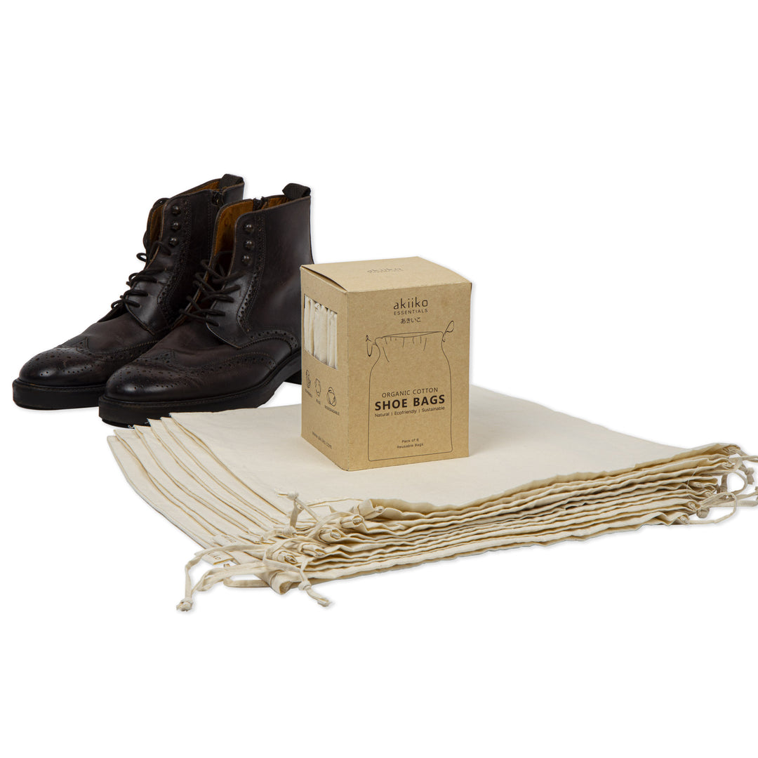 Akiiko Shoe Bags (Pack Of 6) - Cotton Canvas - Natural