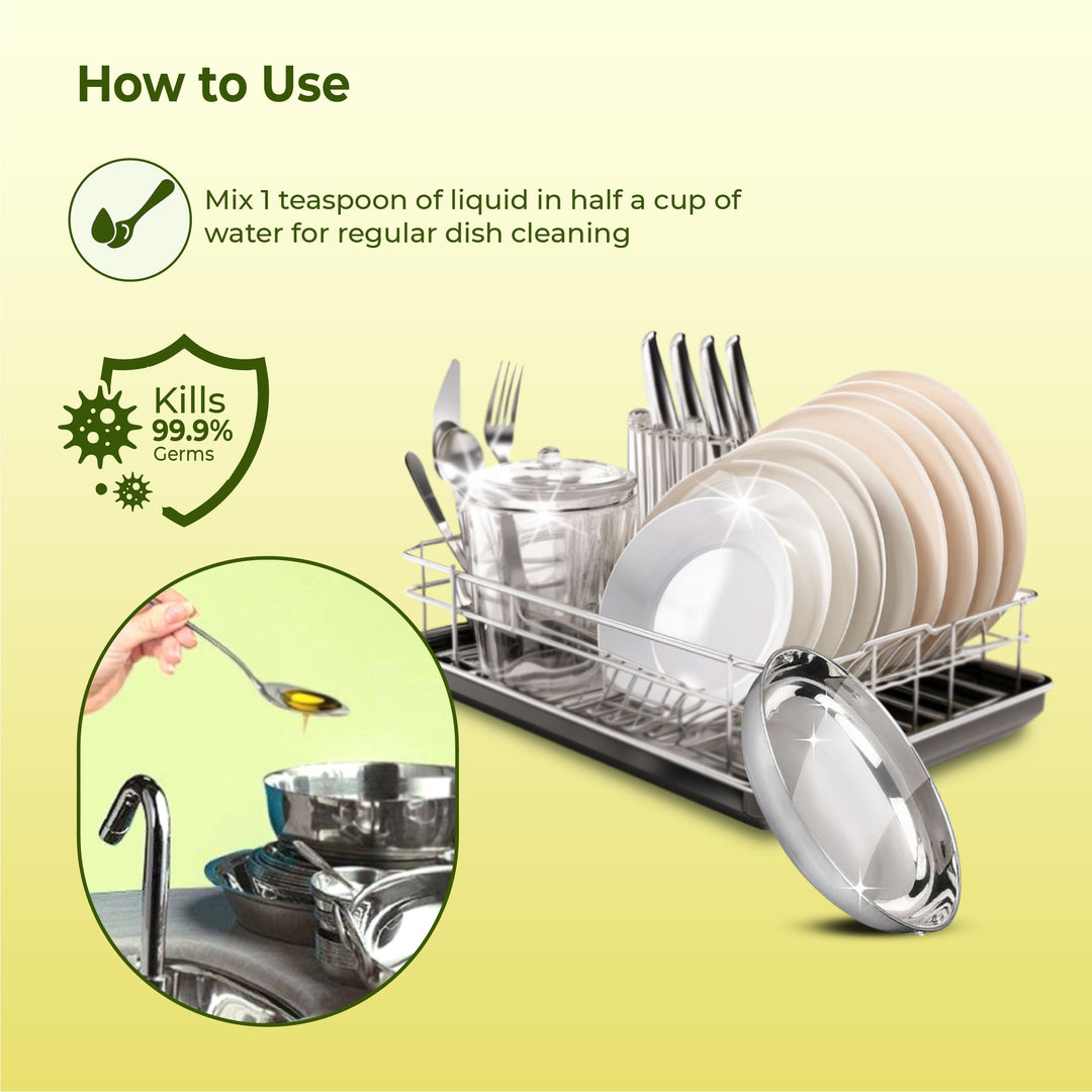 IMECO Bamboo Shakti Dishwash Liquid 1 Liter (Pouch) - Lemon Fragrance & Coconut-Based Surfactants With Natural Enzymes - Safe on Hands