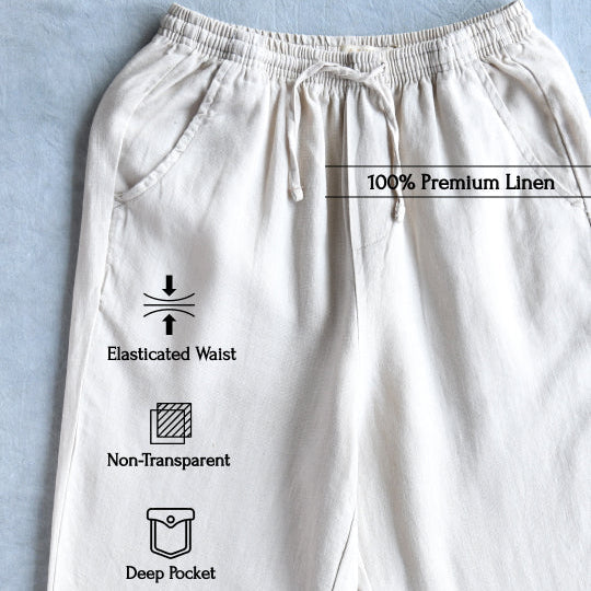 100% Premium Linen Relaxed fit Pants- Women