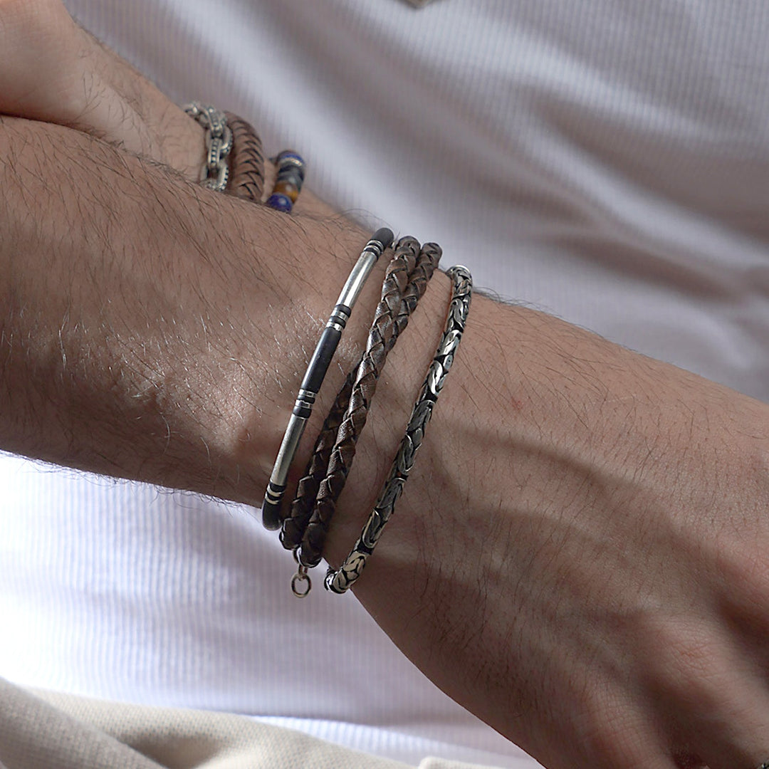 Benaras Weave - Oxidized Sterling Silver Men&