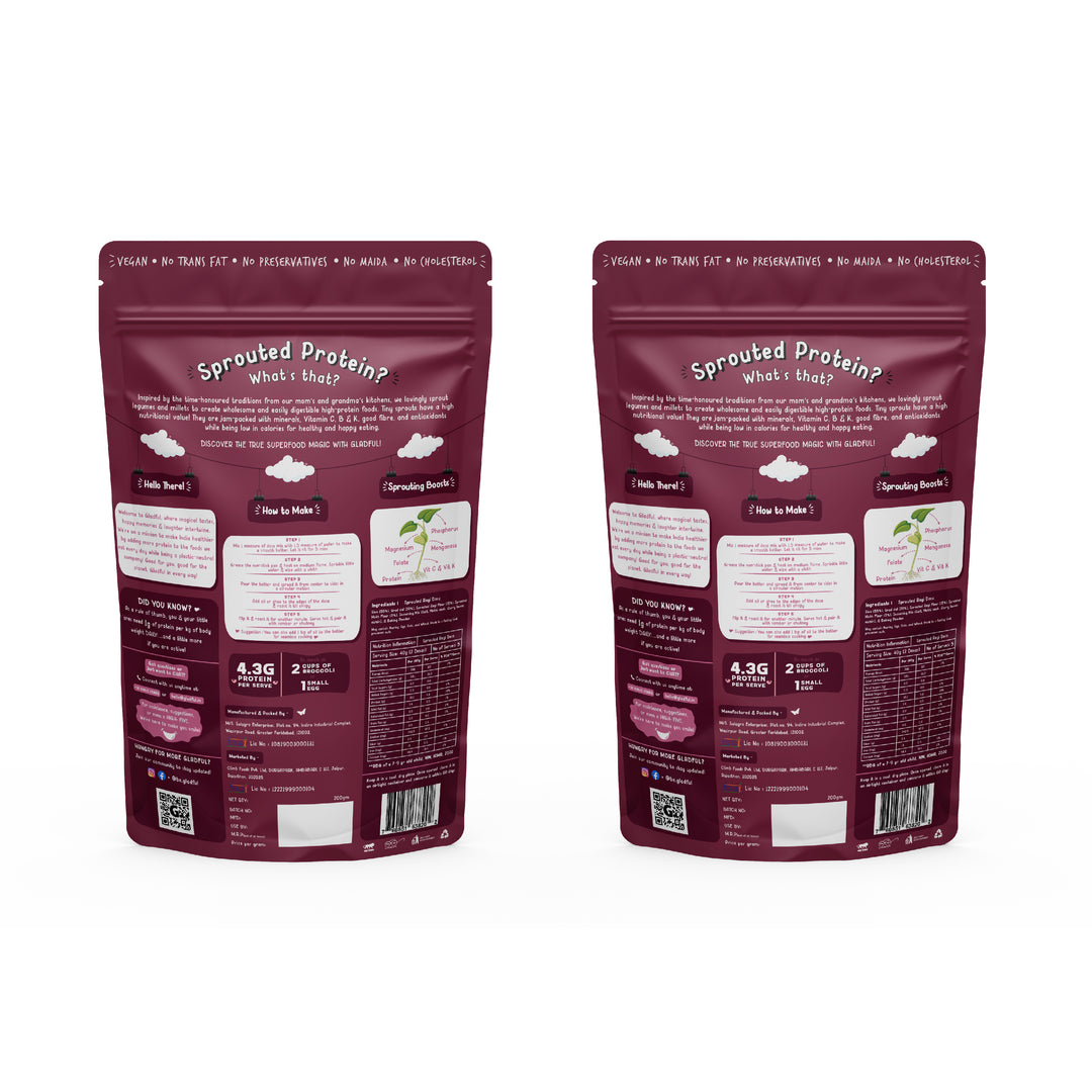 Gladful Sprouted dosa ragi instant mix protein for families and kids (pack of 2) - 400 gms