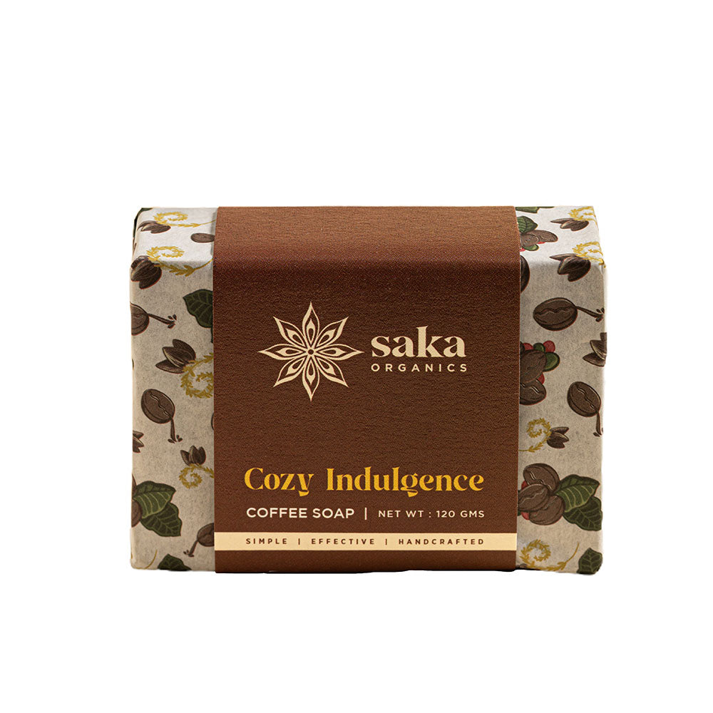 Saka Organics - Cozy Indulgence | Handmade Coffee Soap with Exfoliating Grounds | Natural Spa Bar for Normal Skin - 120gm