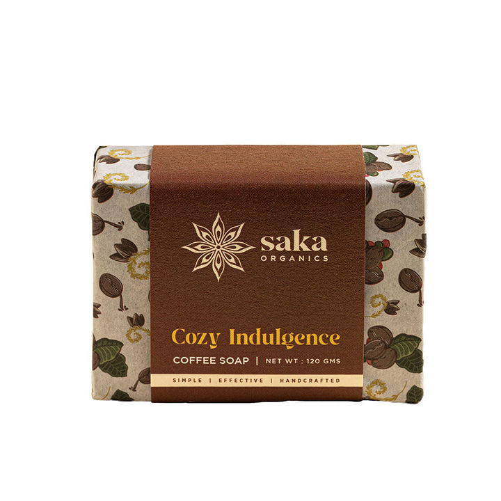 Saka Organics - Cozy Indulgence | Handmade Coffee Soap with Exfoliating Grounds | Natural Spa Bar for Normal Skin - 120gm