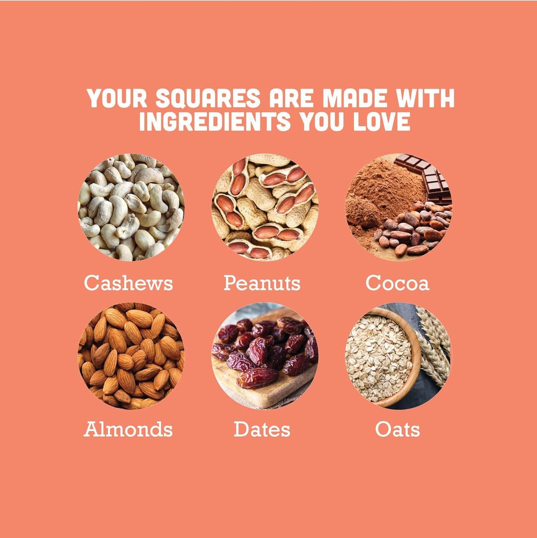 Gladful Date nut squares - cocoa and peanut - pack of 1