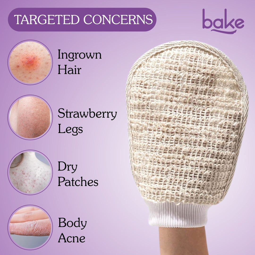 BAKE Exfoliating Bath Glove with Ramie plant Fibre Pack of 2