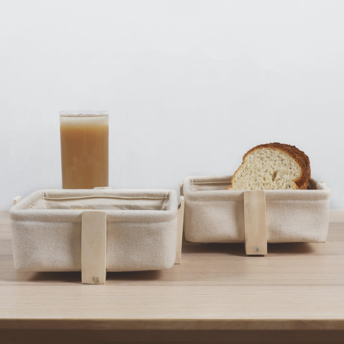 Square Bread Basket with Wooden Stand