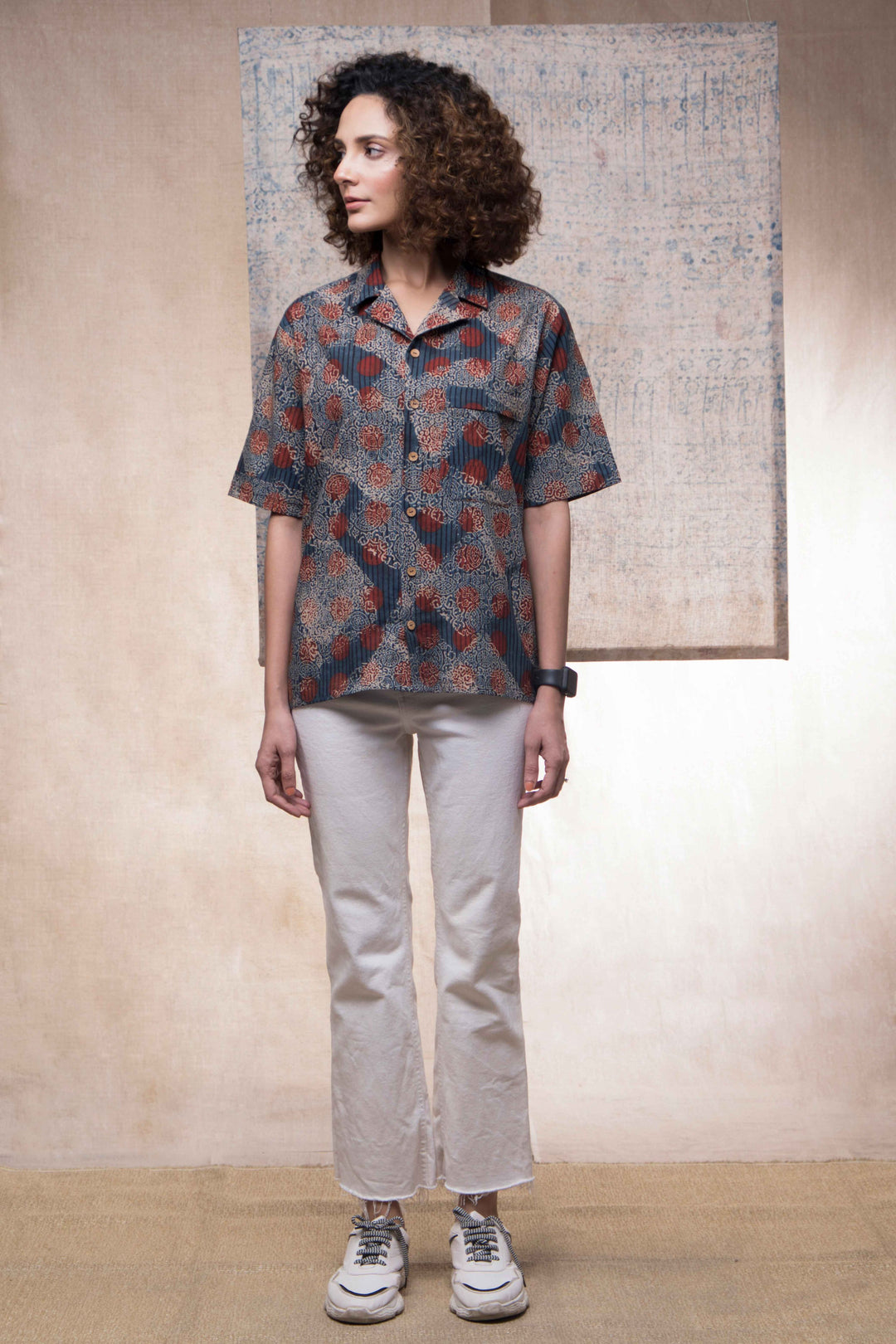 Hand block printed Ajrakh Allover Holiday formal for women