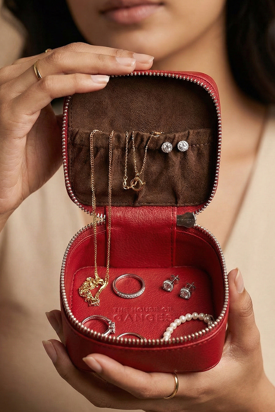 Vegan Leather Jewellery Case Square