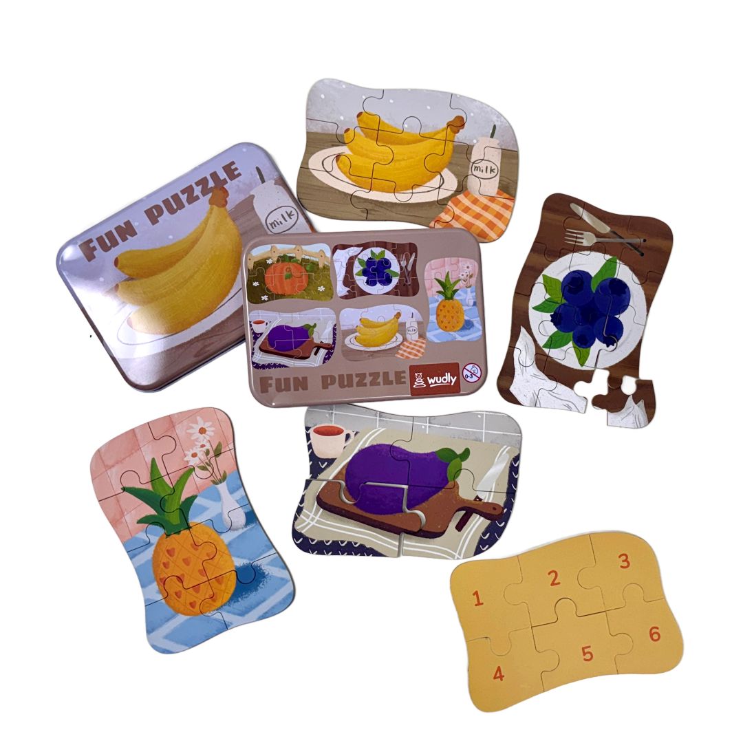 Wudly Wooden Progressive Puzzle Metal Box Fruit