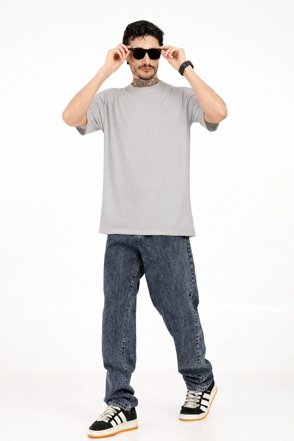 Men Oversized Plain Bamboo T-Shirt – Soft, Breathable & Sustainable | Gray