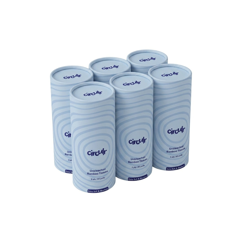Bamboo Tissue Tube Blue (Pack of 6)
