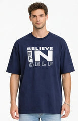 Men Oversized Bamboo T-Shirt Navy – Soft, Breathable & Sustainable
