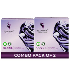 Flawsome 100% Organic Sanitary Pads | High Absorption | Cotton Sanitary Pads | Soft and Rash Free | Toxin-Free (Pack of 50, XXL)