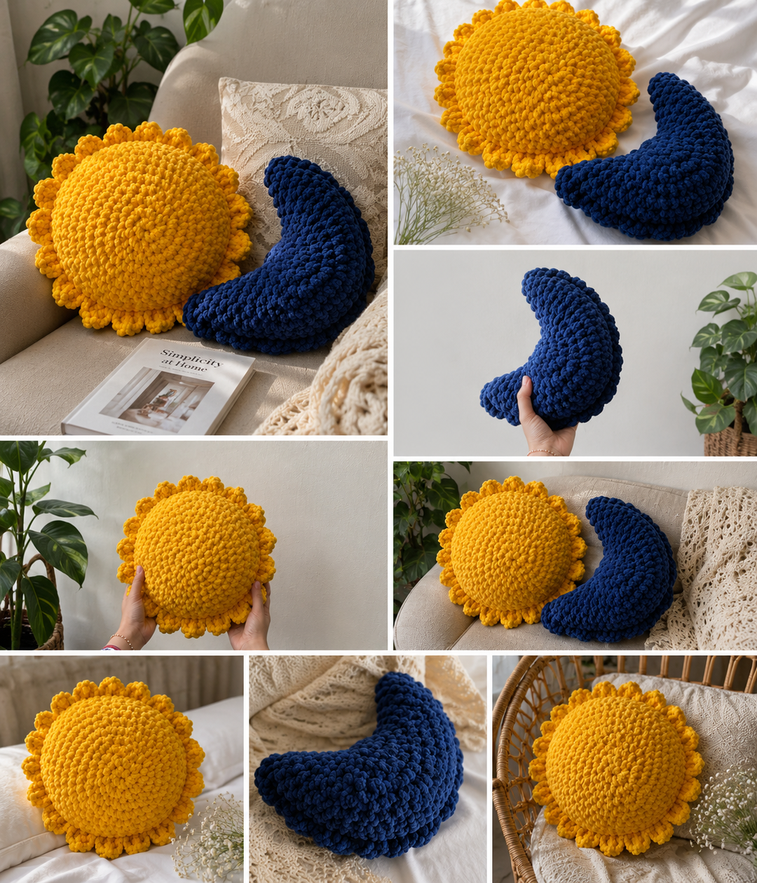 Ishmades Sun & Moon Crochet Cushion Combo