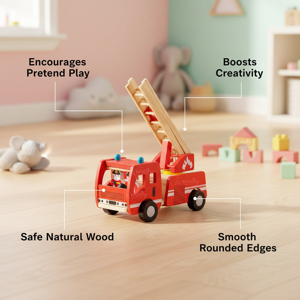 Wudly Wooden Fire Truck
