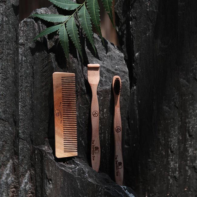 Morning Essential Kit | Neem Comb Toothbrush & Tongue Cleaner | Travel Friendly Combo