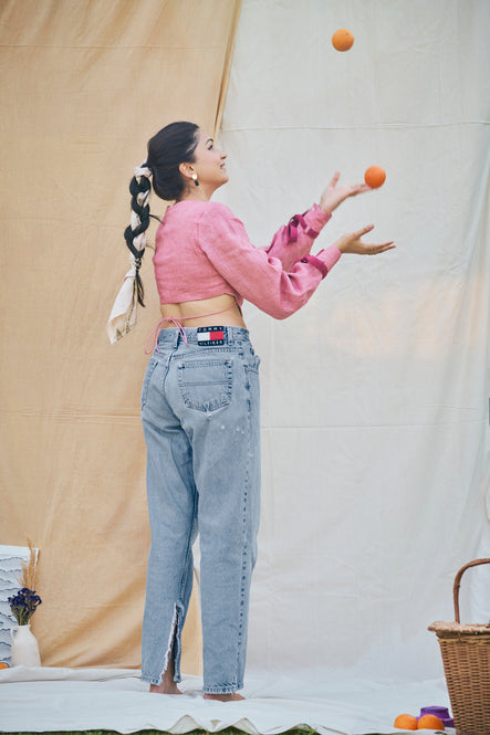 Rose shell top in linen