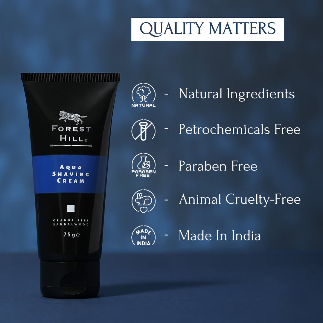 Forest Hill premium fresh aqua men shaving cream, for personal & professional salon, suitable for all skin types, 75g