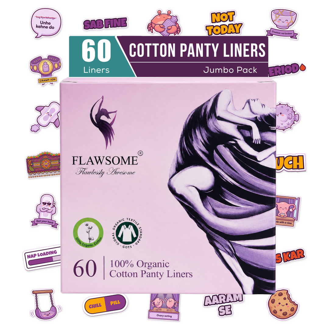 Flawsome - 100% Organic Cotton Panty Liners (Pack of 20/30/60/90)