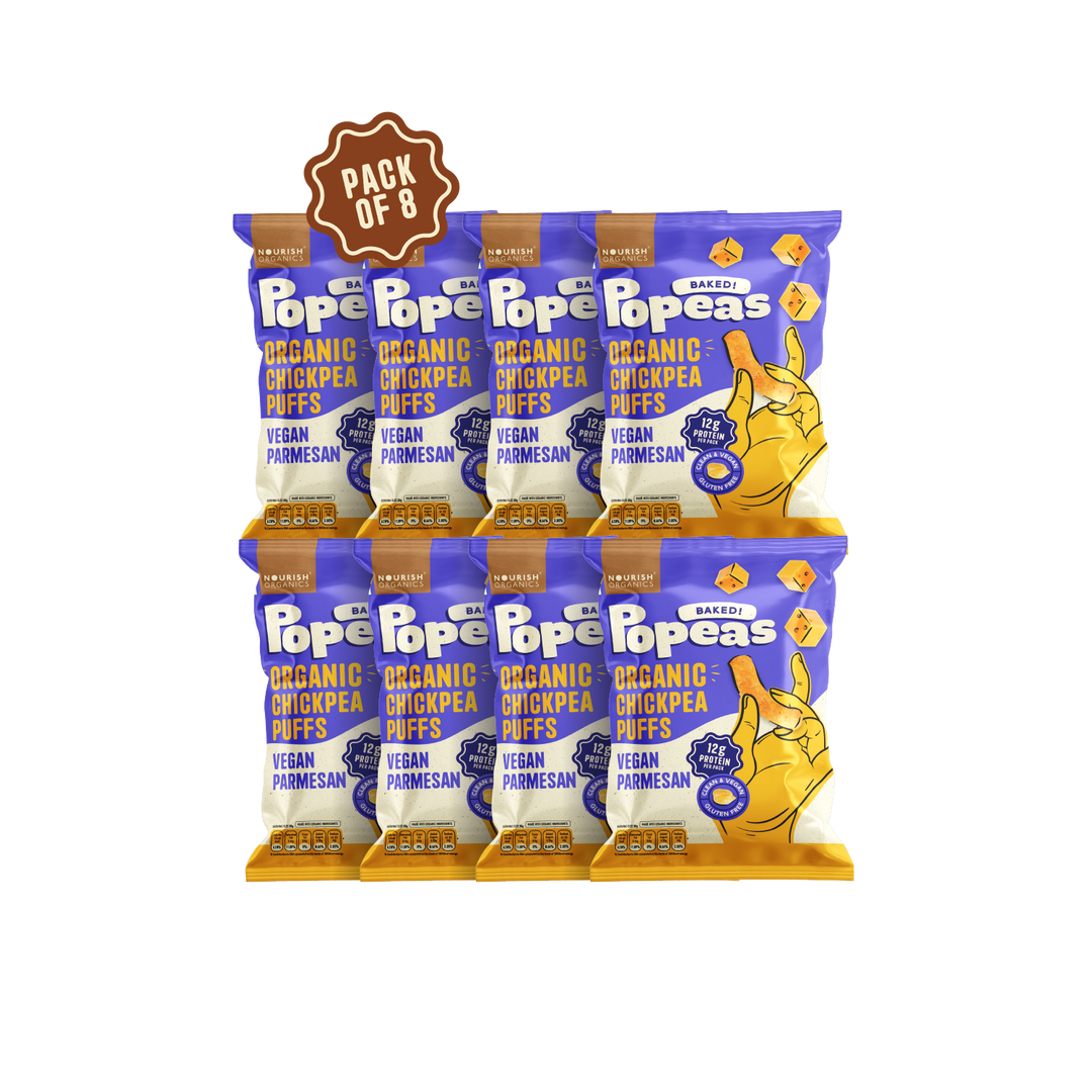 NOURISH ORGANICS Vegan Parmesan Protein Puffs - Pack of 8, (60G)