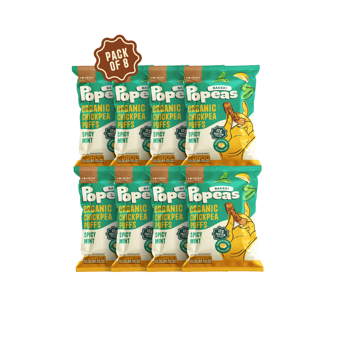 NOURISH ORGANICS Spicy Mint Protein Puffs - Pack of 8, (60G)